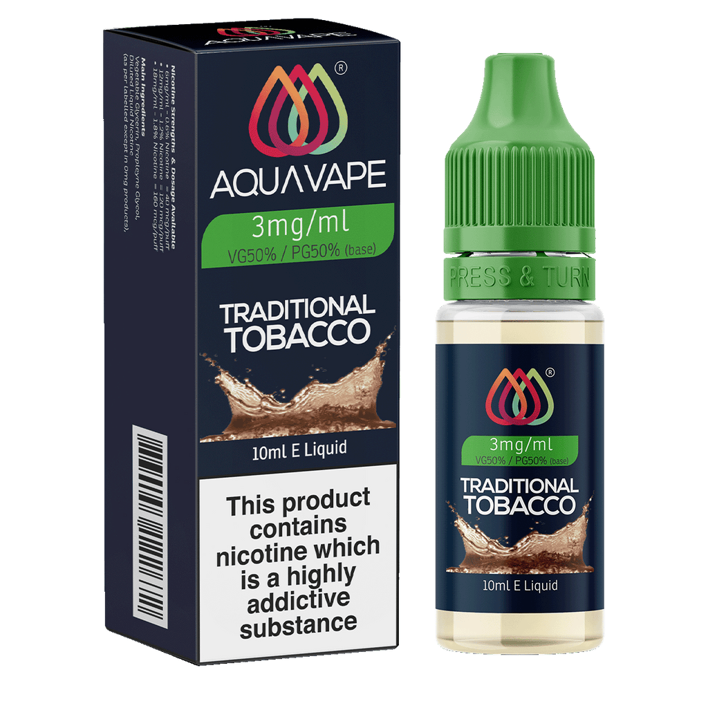 Traditional Tobacco E Liquid by Aquavape 10ml From 2.49