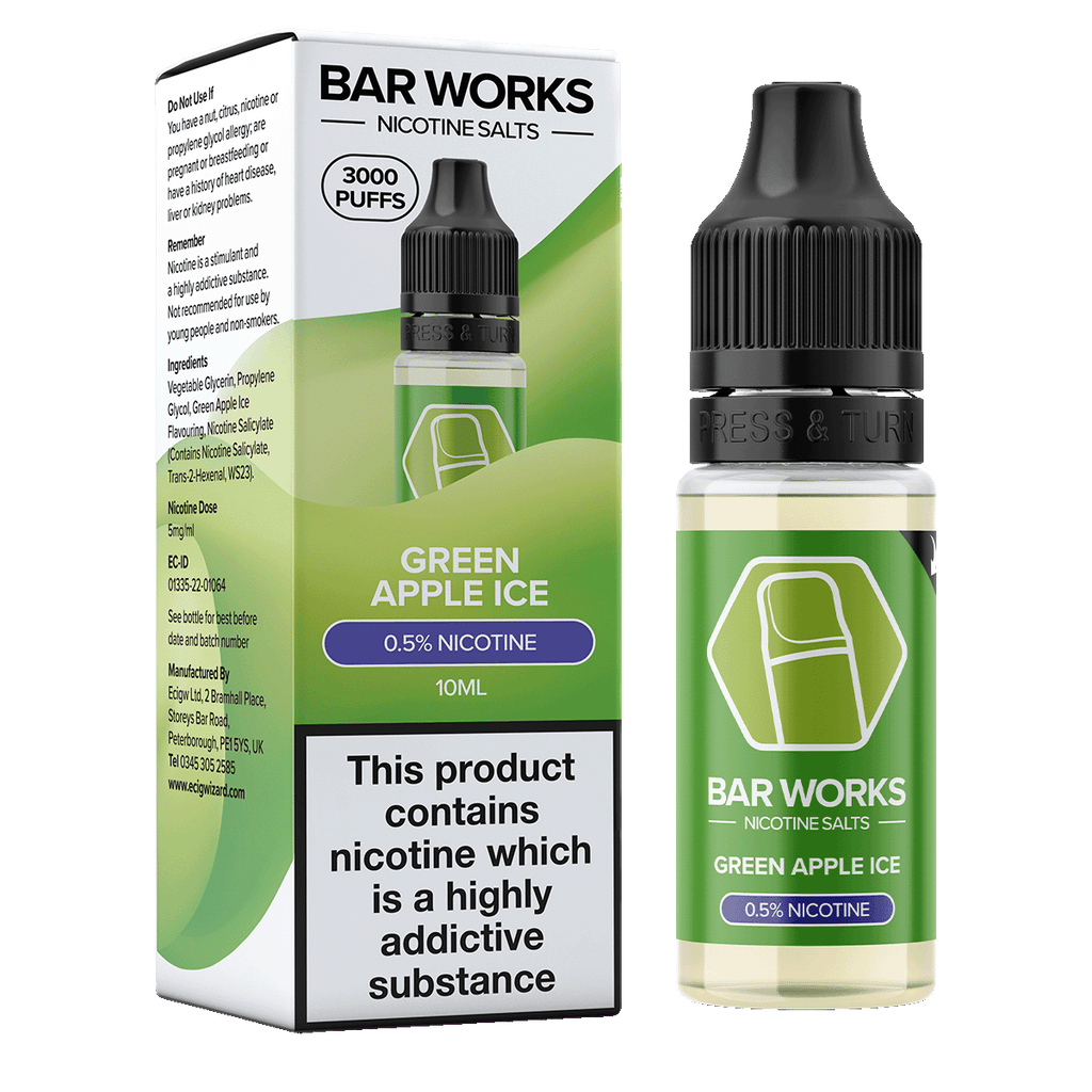 Green Apple Ice Nic Salt by Bar Works 10ml Ecigwizard