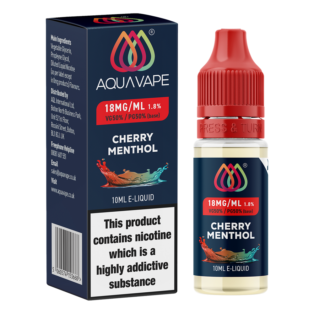 Cherry Menthol E-Liquid by Aquavape - 10ml 18mg