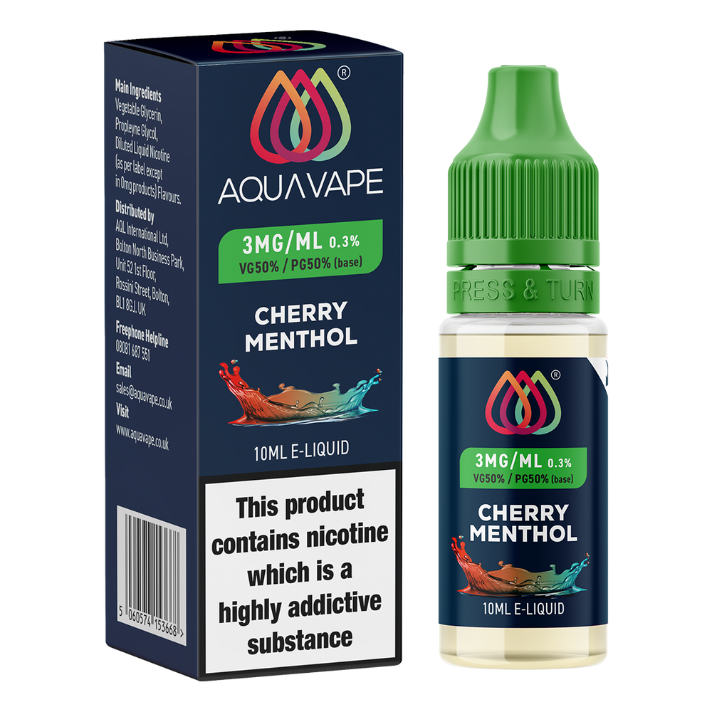 Cherry Menthol E-Liquid by Aquavape - 10ml 3mg