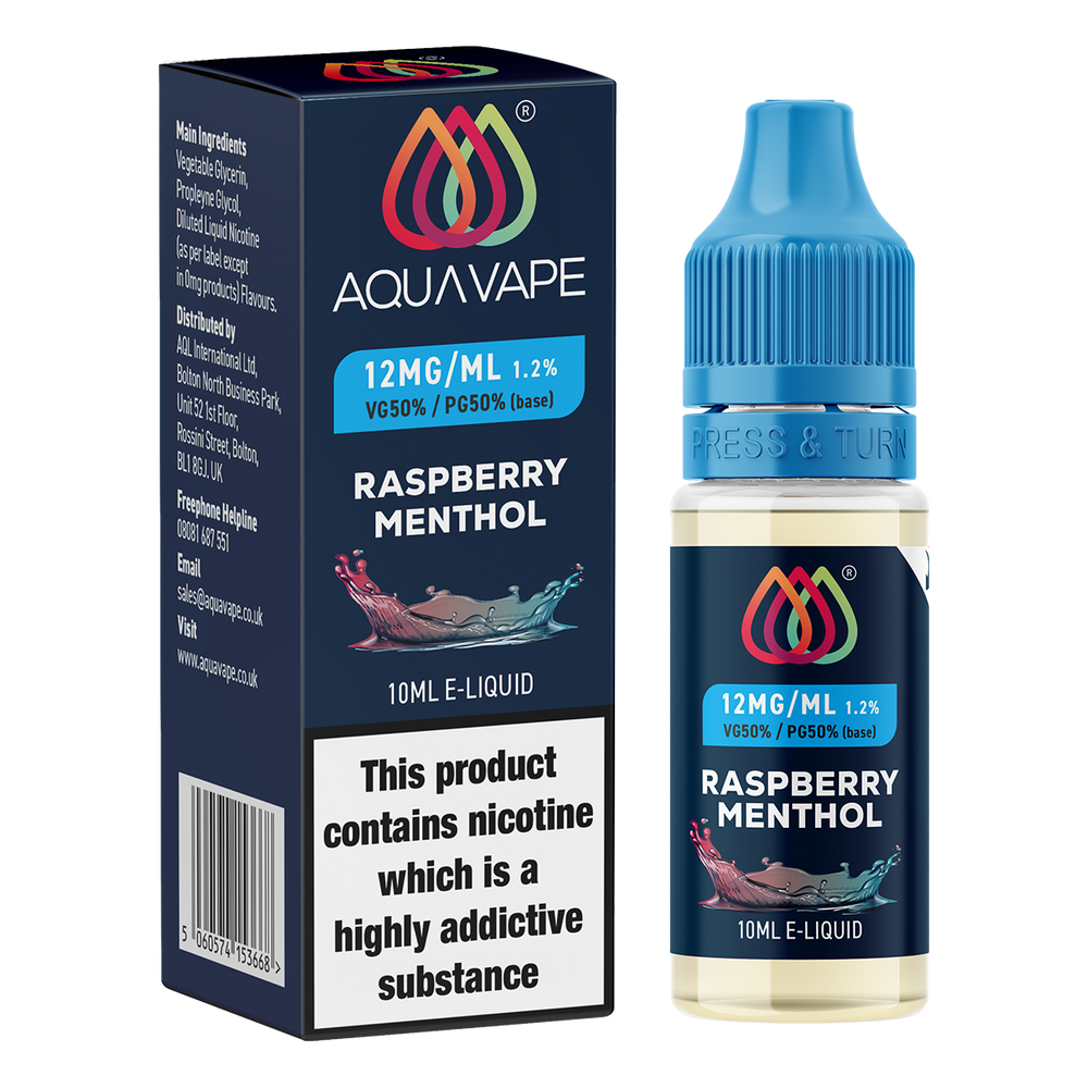 Raspberry Menthol E-Liquid by Aquavape - 10ml 12mg