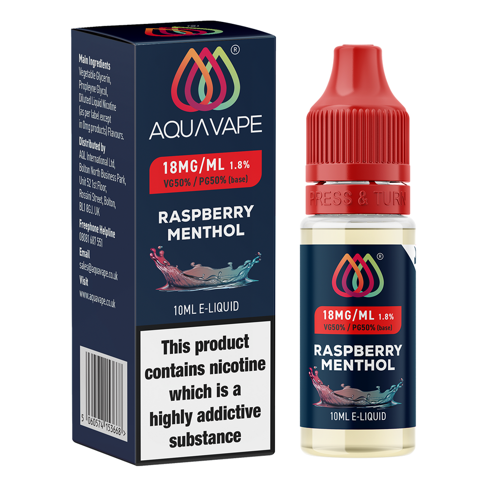 Raspberry Menthol E-Liquid by Aquavape - 10ml 18mg