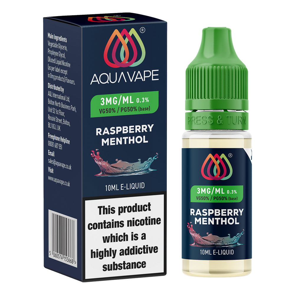 Raspberry Menthol E-Liquid by Aquavape - 10ml 3mg