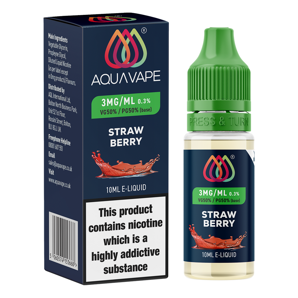 Strawberry E-Liquid by Aquavape - 10ml 3mg