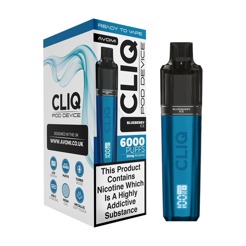 avomi cliq 6000 puff vape kit blueberry ice