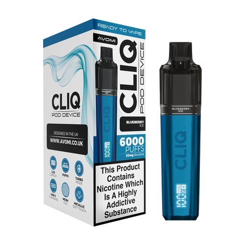 avomi cliq 6000 puff vape kit blueberry ice