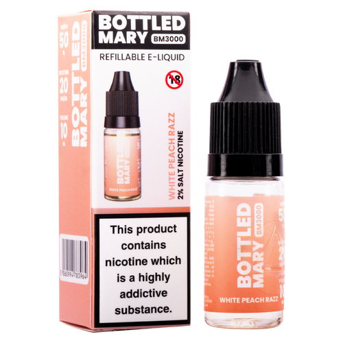 bottled mary bm3000 white peach razz nic salt bottled mary box bottle