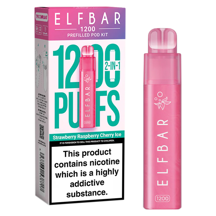 Strawberry Raspberry Cherry Ice Elf Bar 1200 Pod Kit