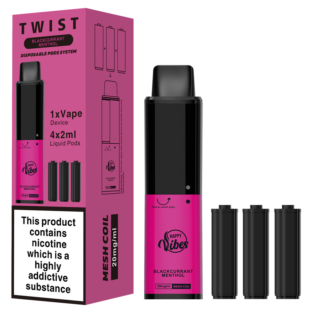 Blackcurrant Menthol Happy Vibes Twist Disposable Device