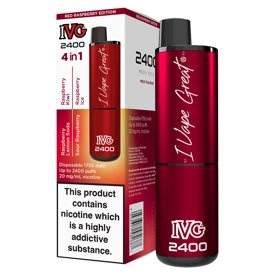 Red Raspberry Edition IVG 2400 Disposable Device | 3 For £30