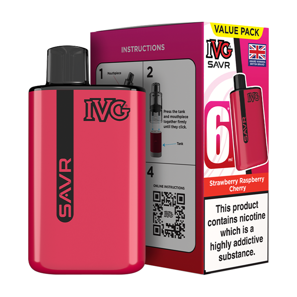 IVG SAVR Vape Kit Strawberry Raspberry Cherry 6ml