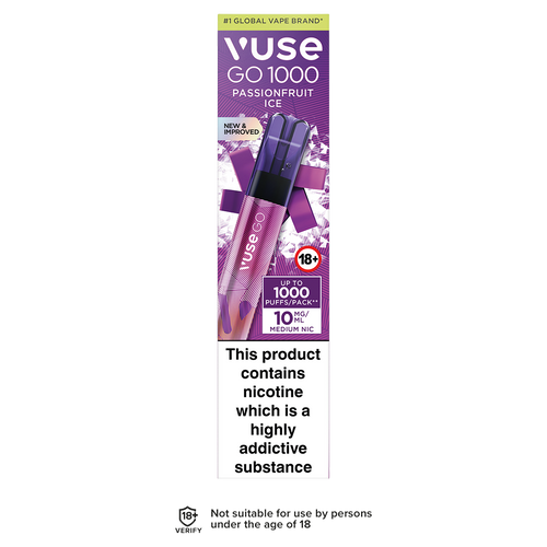 Passionfruit Ice Vuse Go 1000 Disposable Vape 10mg