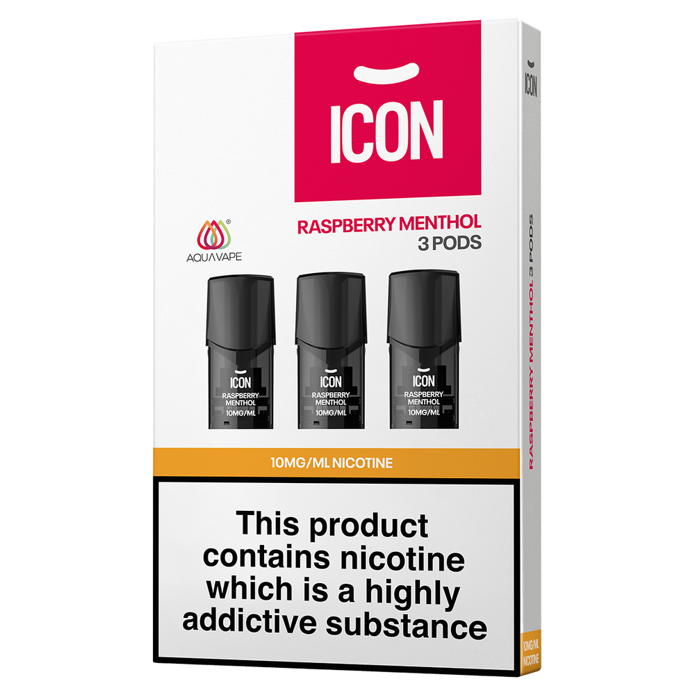 ICON Aqua Vape Raspberry Menthol Pods (Pack of 3) 10mg