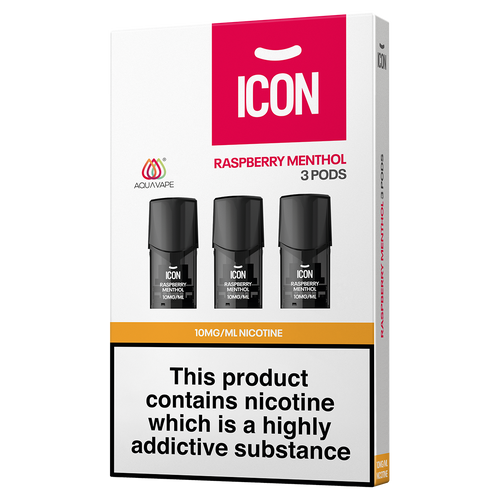 ICON Aqua Vape Raspberry Menthol Pods (Pack of 3) 10mg