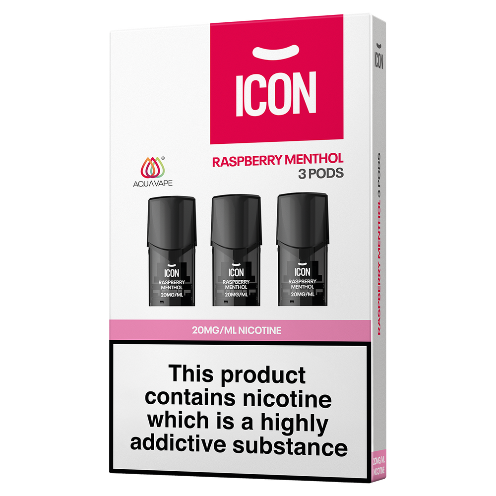 ICON Aqua Vape Raspberry Menthol Pods (Pack of 3) 20mg